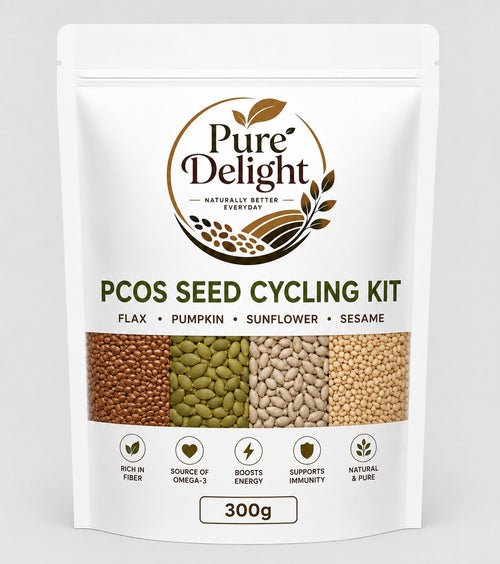 Pure Delight PCOS Seed Cycling Kit – Flax, Pumpkin, Sunflower & Sesame Seeds